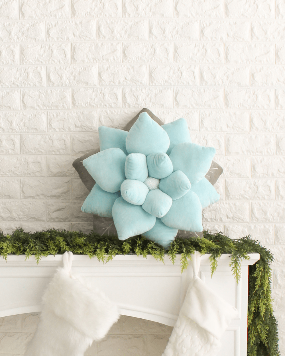 Poinsettia Pillow - Frost Blue - Green Philosophy Co.